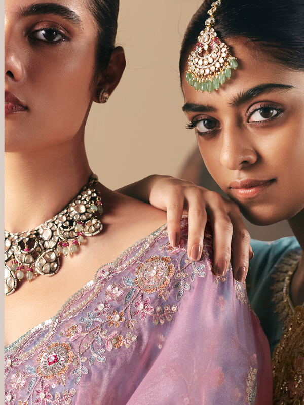 Lavender Organza Silk Saree