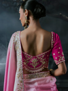 Rose Pink Embroidered Designer Tissue Silk Saree