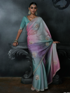 Pastel Multicolor Embroidered Designer Organza Silk Saree