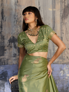 Olive Green Banarasi Satin Silk Saree