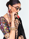 Black Tissue Silk Saree With Contrast Blouse