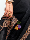 Black Tissue Silk Saree With Contrast Blouse