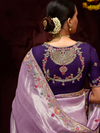 Lilac Banarasi Designer Silk Saree With Contrast Blouse