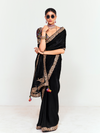 Black Tissue Silk Saree With Contrast Blouse