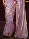 Lilac Banarasi Designer Silk Saree With Contrast Blouse