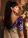Beige Organza Silk Saree