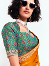 Saffron Orange Satin Silk Saree With Contrast Blouse