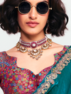 Teal Blue Tissue Silk Saree With Contrast Blouse