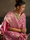 Rose Pink Banarasi Georgette Saree With Contrast Blouse