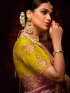 Pink Banarasi Designer Silk Saree With Contrast Blouse