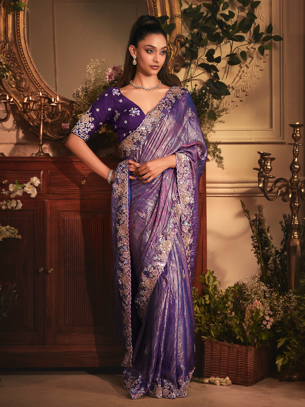 Purple Tissue Silk Saree