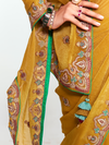 Mustard Yellow Organza Silk Saree With Contrast Blouse