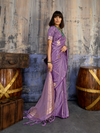 Lilac Purple Banarasi Satin Silk Saree