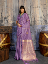 Lilac Purple Banarasi Satin Silk Saree