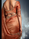Copper Embroidered Designer Tissue Organza Silk Saree