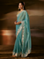 Aqua Blue Embroidered Designer Organza Silk Saree