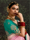 Pastel Pink Designer Banarasi Dola Silk Saree With Golden Zari Work