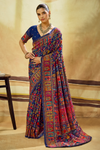 Royal Blue Kashmiri Kani Handloom Cotton Silk Saree