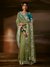Sage Green Embroidered Designer Organza Silk Saree
