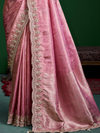 Baby Pink Banarasi Tissue Silk Saree