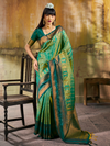 Sea Green Kanjivaram Silk Saree With Contrast Blouse