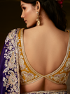 Deep Violet Embroidered Designer Organza Silk Saree