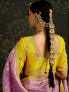 Lavender Designer Banarasi Dola Silk Saree With Golden Zari Work