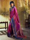 Rani Pink Kanjivaram Silk Saree With Contrast Blouse