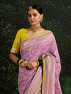 Lavender Designer Banarasi Dola Silk Saree With Golden Zari Work