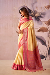 Cream Banarasi Cotton Silk Saree