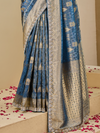 Steel Blue Banarasi Tissue Silk Saree