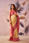 Cream Banarasi Cotton Silk Saree