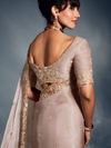 Champagne Gold Embroidered Designer Tissue Organza Silk Saree