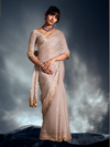 Champagne Gold Embroidered Designer Tissue Organza Silk Saree