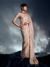 Champagne Gold Embroidered Designer Tissue Organza Silk Saree