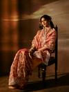 Coral Peach Embroidered Designer Organza Silk Saree