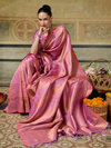 Rose Pink Banarasi Soft Silk Saree