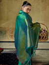 Sea Green Banarasi Soft Silk Saree