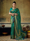 Sea Green Banarasi Soft Silk Saree