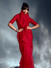 Red Embroidered Designer Tissue Organza Silk Saree