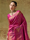 Magenta Pink Banarasi Soft Silk Saree