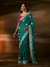 Teal Green Embroidered Designer Organza Silk Saree
