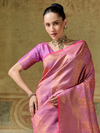 Rose Pink Banarasi Soft Silk Saree