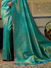 Turquoise Blue Banarasi Soft Silk Saree