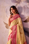 Cream Banarasi Cotton Silk Saree