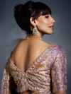 Lilac Embroidered Designer Tissue Organza Silk Saree