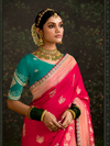 Crimson Red Designer Banarasi Dola Silk Saree With Golden Zari Work