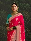Crimson Red Designer Banarasi Dola Silk Saree With Golden Zari Work