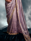 Lilac Embroidered Designer Tissue Organza Silk Saree