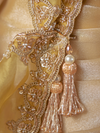 Cream Gold Embroidered Designer Tissue Silk Saree